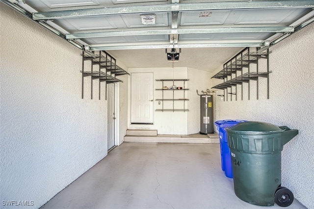 garage with electric water heater