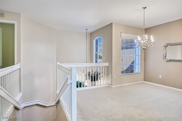 interior space featuring an inviting chandelier