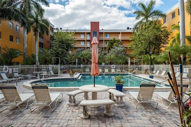 view of pool featuring a patio area