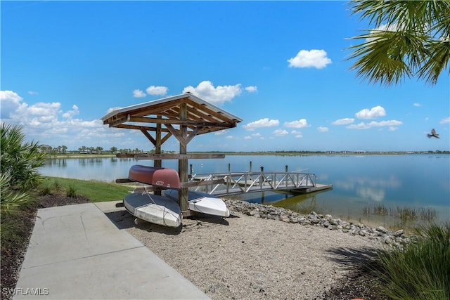 dock area featuring a water view