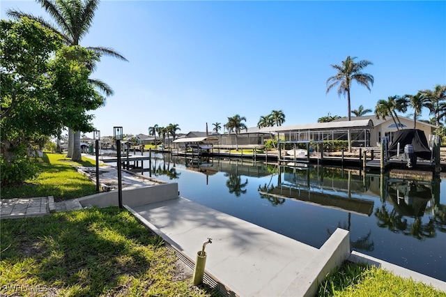 view of dock featuring a water view