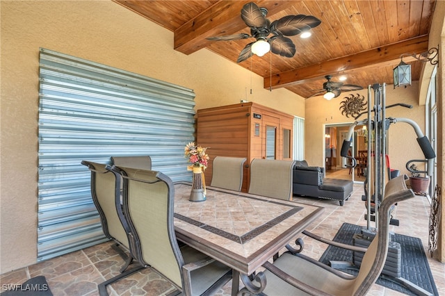 view of patio featuring ceiling fan