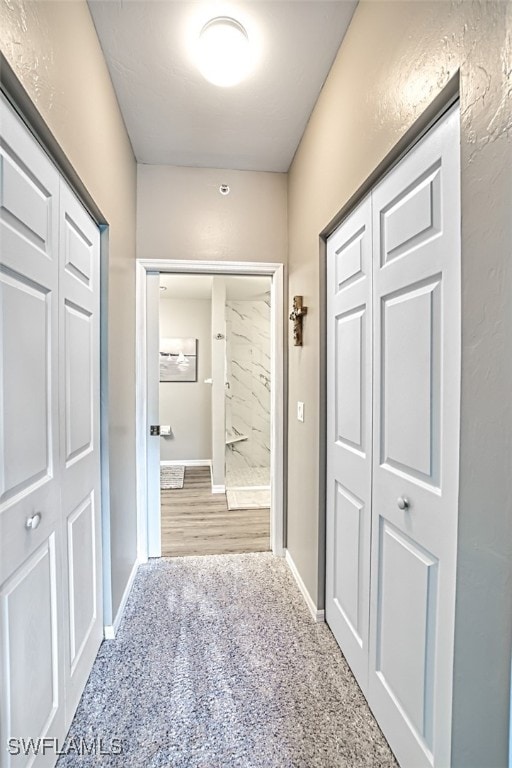 hall featuring light wood-type flooring