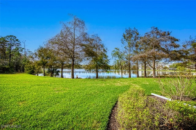 view of yard featuring a water view