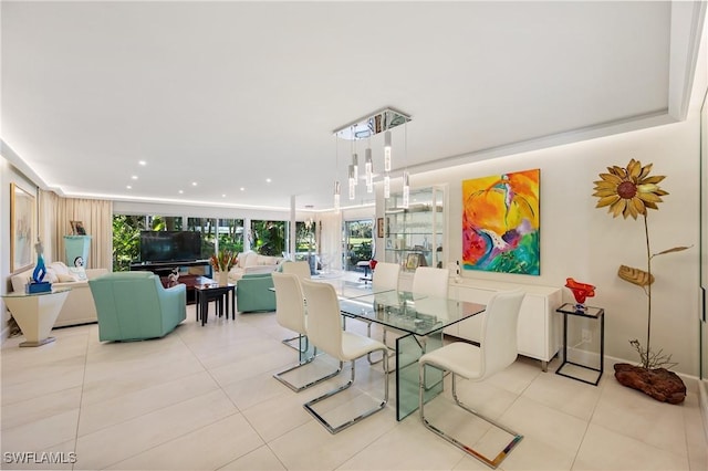 dining room with light tile patterned flooring