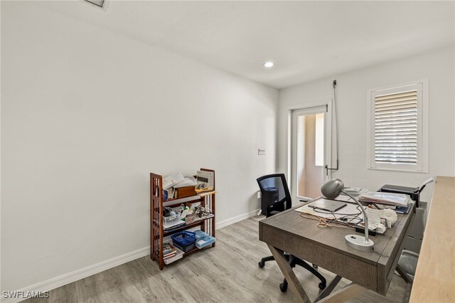 office featuring light wood-type flooring