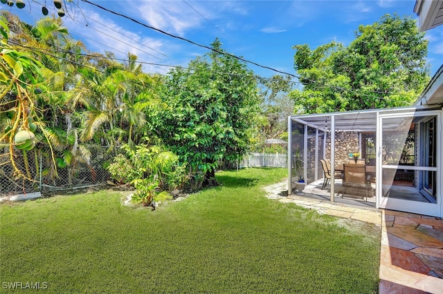 view of yard featuring a fenced backyard and a patio