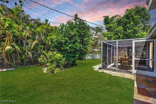 view of yard featuring a fenced backyard and a patio