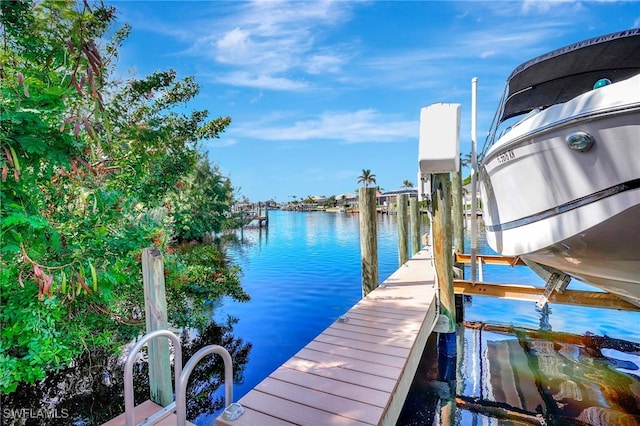 dock area featuring a water view