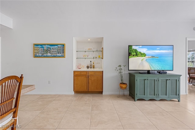 interior space featuring light tile patterned floors