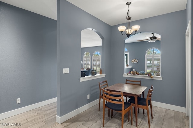 dining room with a wealth of natural light and light hardwood / wood-style flooring