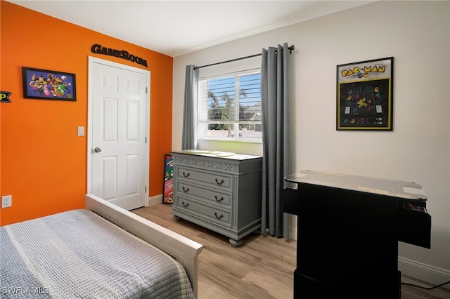 bedroom featuring light hardwood / wood-style floors