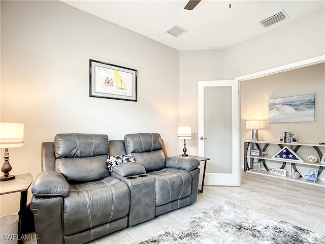 living room featuring light hardwood / wood-style floors