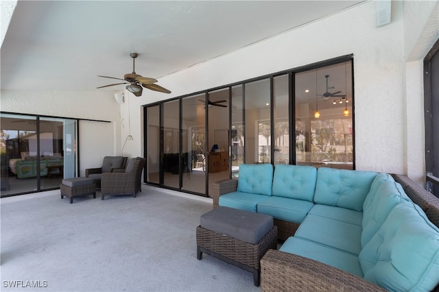 view of patio / terrace with an outdoor hangout area and ceiling fan