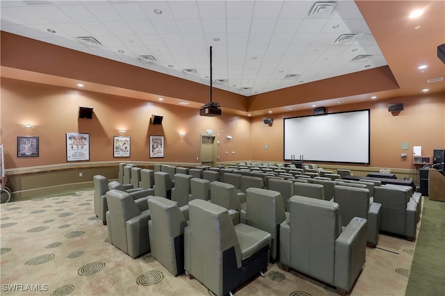 home theater featuring a paneled ceiling