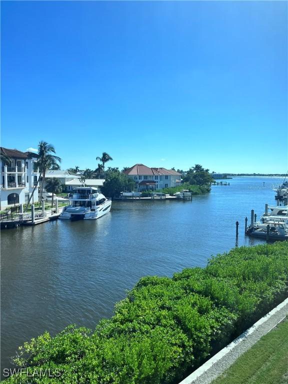 view of water feature featuring a boat dock