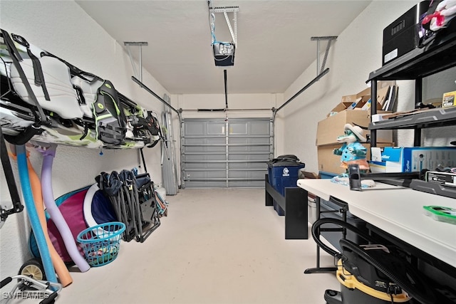 garage with a garage door opener