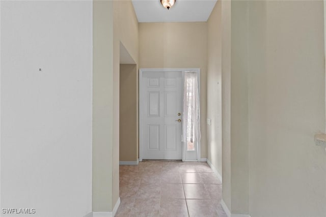 interior space featuring light tile patterned flooring