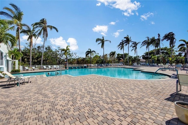 view of pool featuring a patio