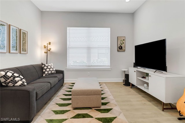 living room featuring light hardwood / wood-style flooring