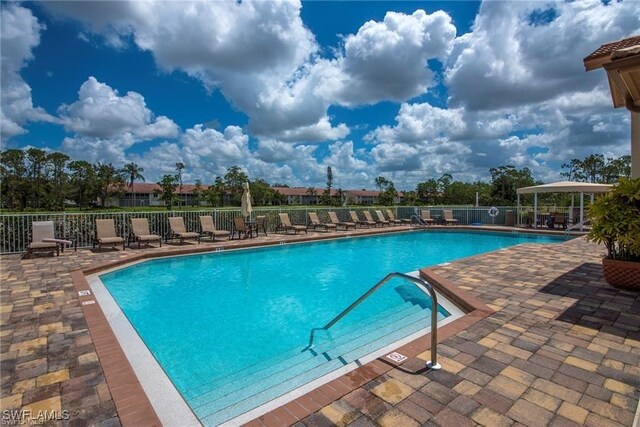 view of pool featuring a patio