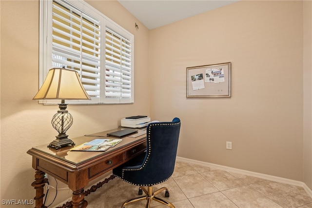 view of tiled home office