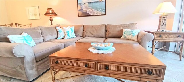 view of tiled living room