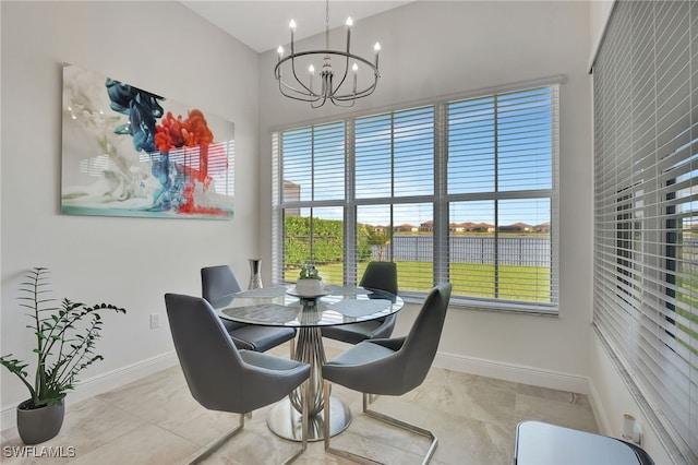 dining room featuring an inviting chandelier