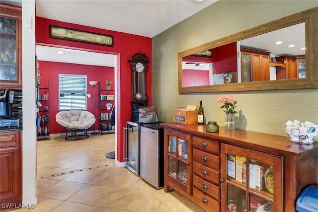 interior space featuring light tile patterned floors