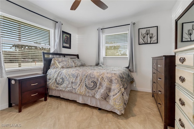 bedroom featuring ceiling fan