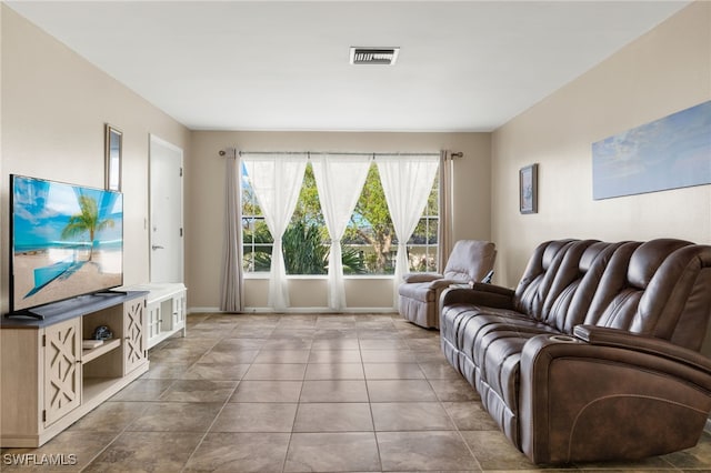 view of tiled living room