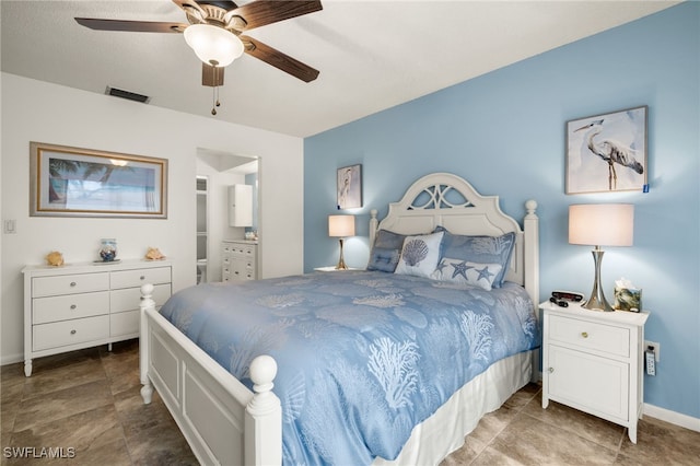 bedroom featuring ceiling fan