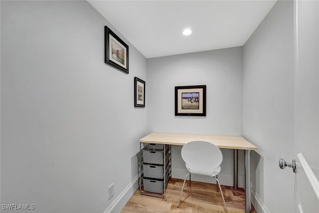 home office featuring light hardwood / wood-style flooring