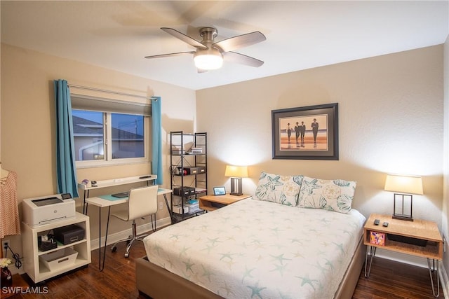 2902 SW 10th Pl, Cape Coral, FL 33914 - bedroom featuring dark wood finished floors and a ceiling fan