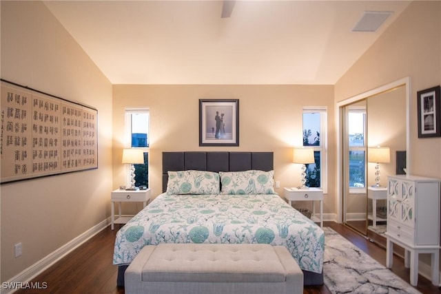2902 SW 10th Pl, Cape Coral, FL 33914 - bedroom featuring wood finished floors, baseboards, and lofted ceiling