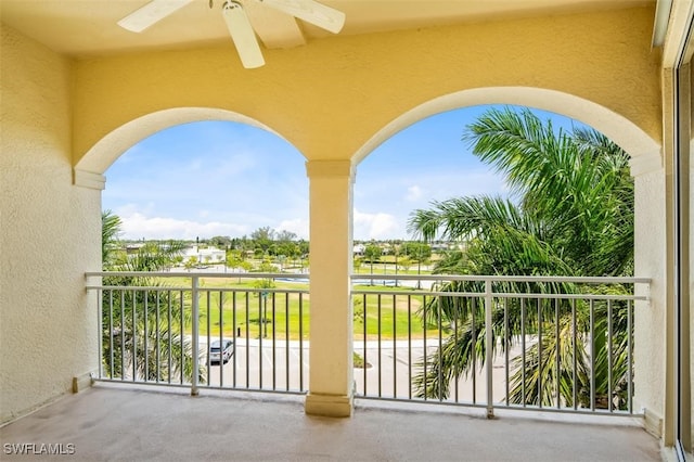 balcony with ceiling fan