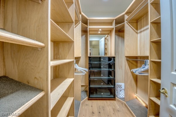 walk in closet featuring light hardwood / wood-style floors