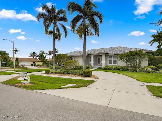 view of front of house with a front lawn