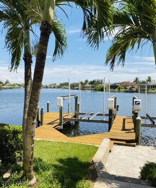 view of dock featuring a water view