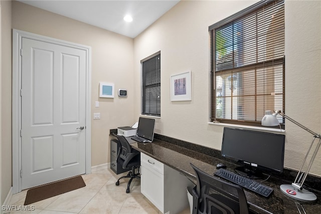 view of tiled office space