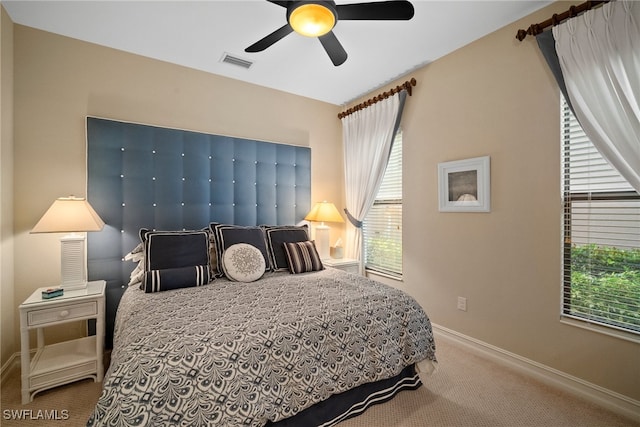 bedroom with carpet and ceiling fan