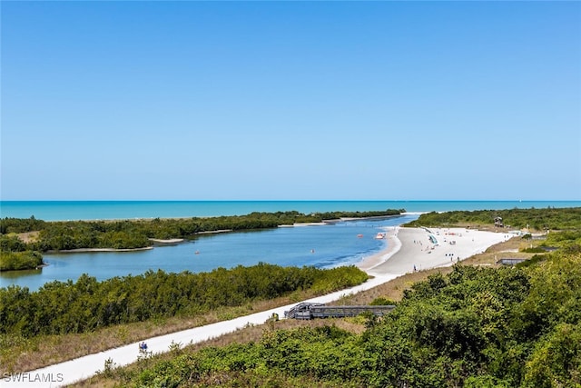 property view of water with a beach view