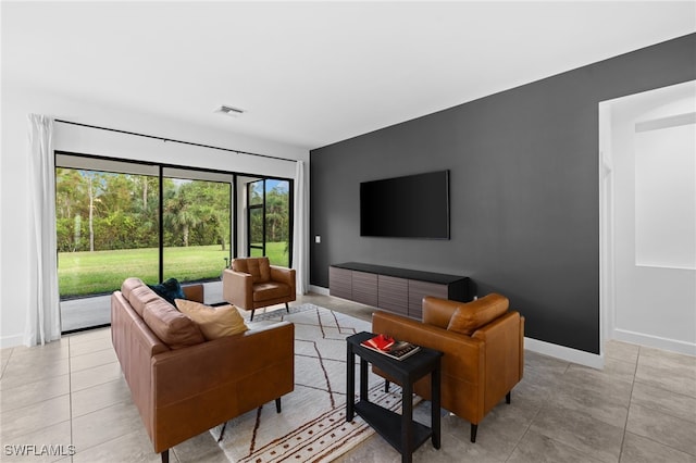 view of tiled living room