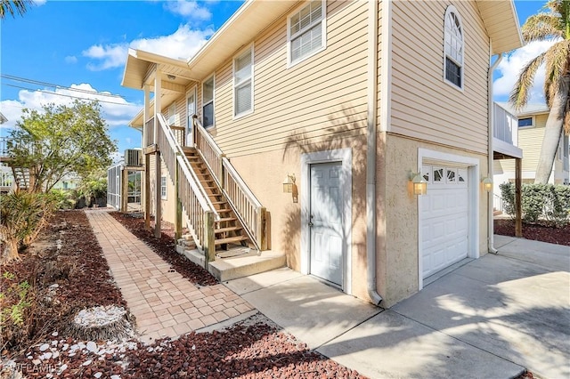 exterior space featuring a garage