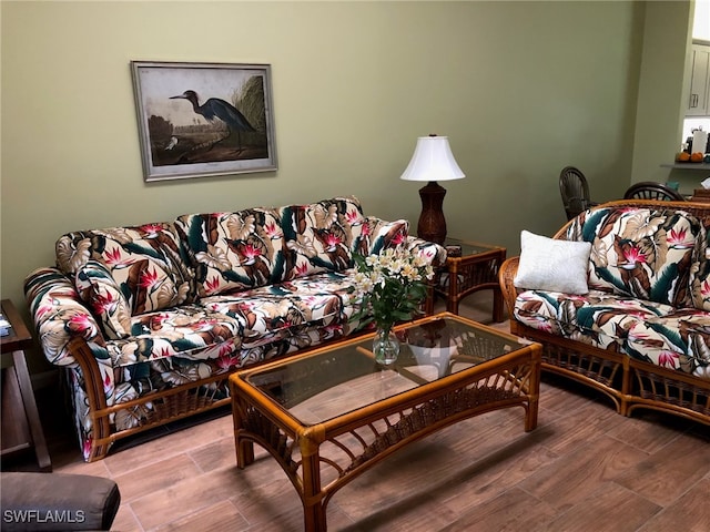 living room with hardwood / wood-style floors