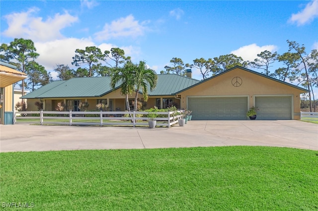 single story home with a front yard