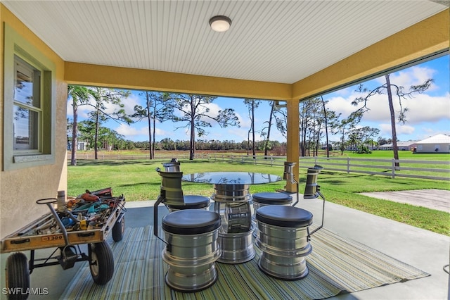 view of patio / terrace with a water view