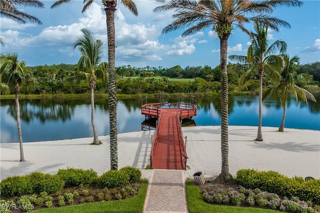 dock area featuring a water view