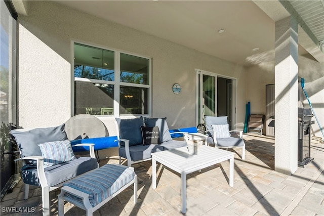 view of patio featuring an outdoor living space