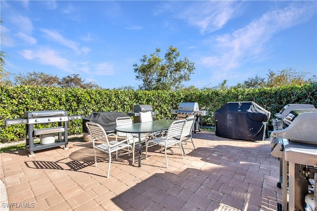 view of patio with a grill